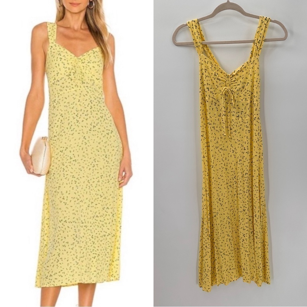 Faithfull the Brand Yellow Floral Midi Dress